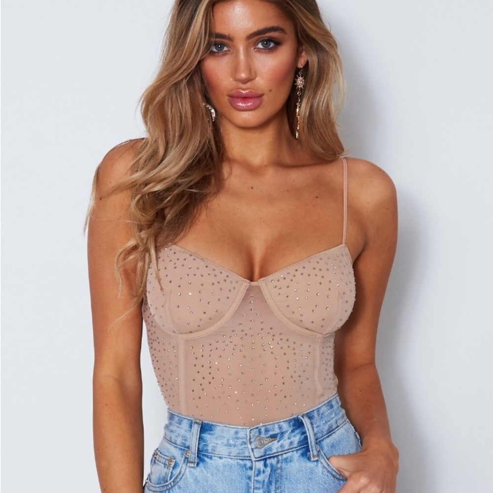 White Fox: Turning Heads Diamanté Bodysuit (SOLD)